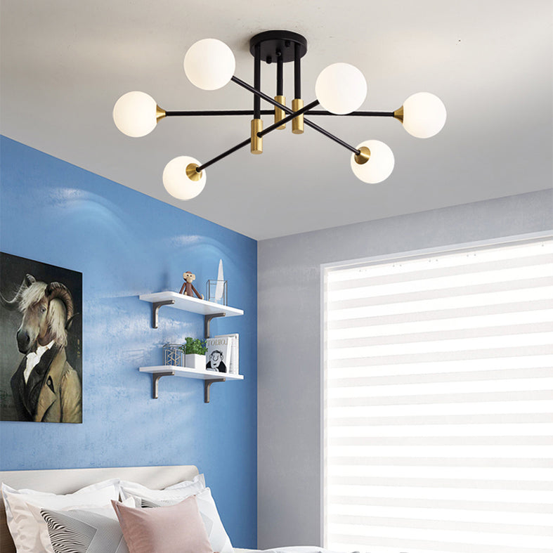 Modern Metal Flush Mount Ceiling Light Fixture with Glass Shade for Living Room Bedroom