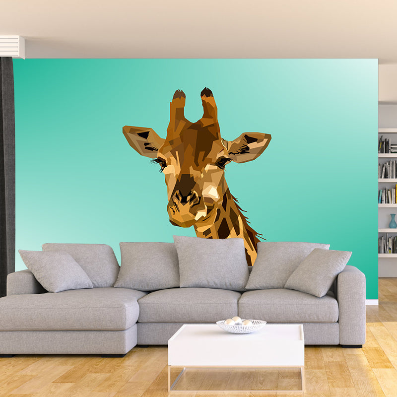 Cute Cartoon Animal Pattern Wall Covering Stain-Resistant Wall Mural for Kid's Bedroom