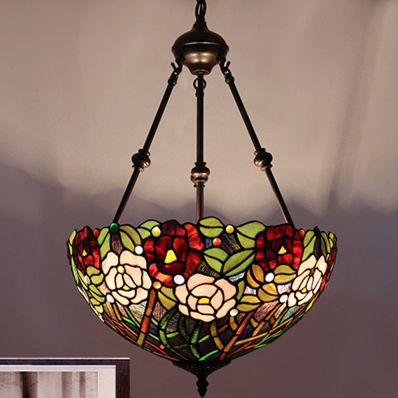 Bol Plafond lustre Méditerranéen Tachette de vitrage 2 lumières Red / Jaune / Green Pendre suspendu