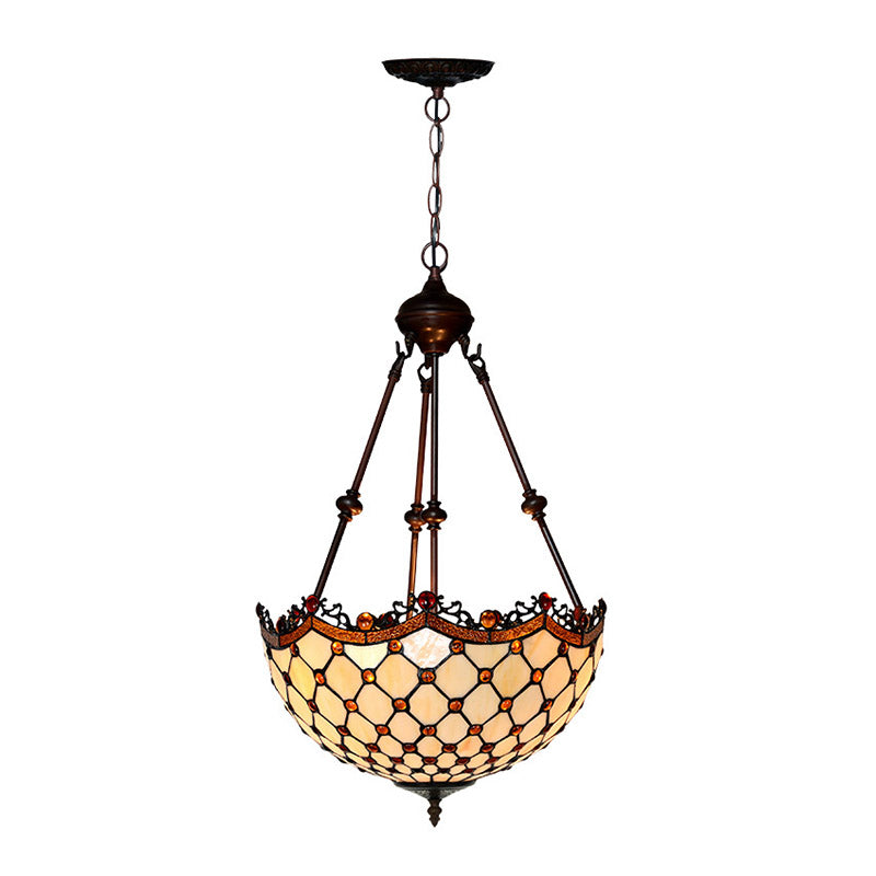 Lustre perlé en vitrail baroque 2/3 lumières Éclairage de suspension blanche pour couloir