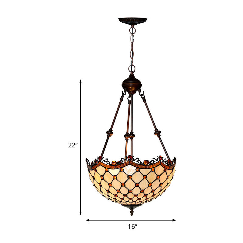 Lustre perlé en vitrail baroque 2/3 lumières Éclairage de suspension blanche pour couloir