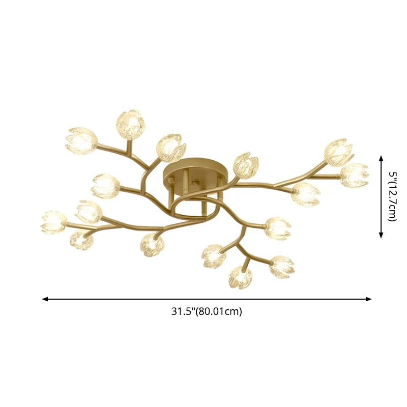 Bloem semi -spoelmontage Lichte armatuur Modern helder glazen plafondlamp armaturen voor woonkamer