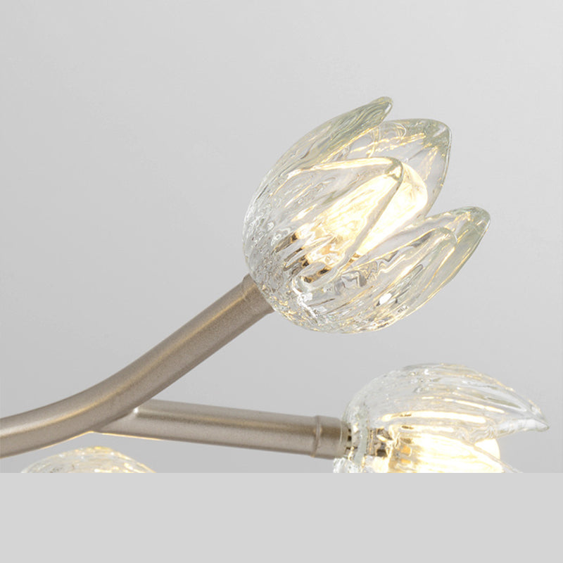 Flower Semi Flush Mount Light Fixture Modern Clear Glass Ceiling Light Fixtures for Living Room