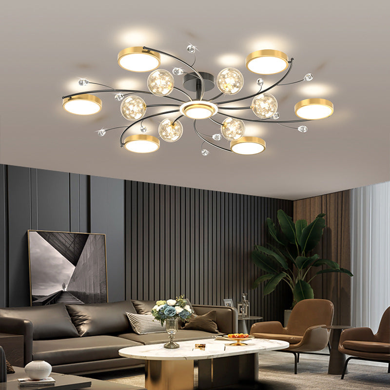 Black New Modern LED Flush Lighture Lighte Metal Starburst Techo Luz montada para sala de estar