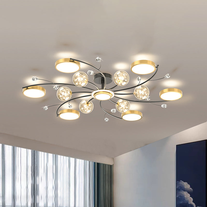 Black New Modern LED Flush Light Fixture Metal Starburst Ceiling Mounted Light for Living Room