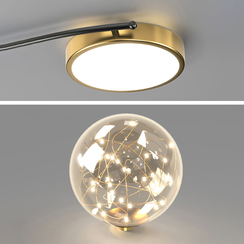 Zwart Nieuwe moderne LED VLOBEL LICHTBRIJKTE METAL STARBURST plafond gemonteerd licht voor woonkamer