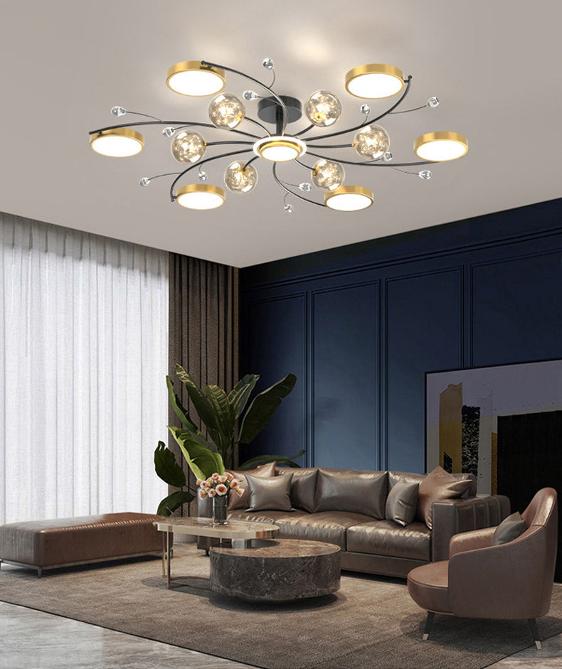 Black New Modern LED Flush Light Fixture Metal Starburst Ceiling Mounted Light for Living Room