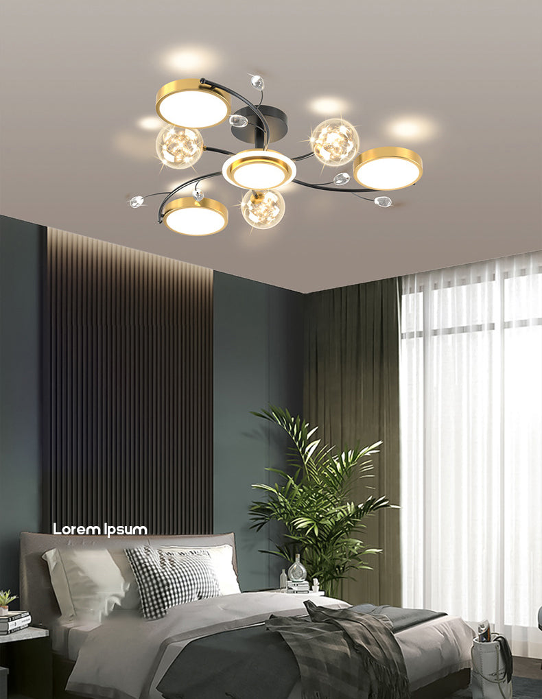 Black New Modern LED Flush Lighture Lighte Metal Starburst Techo Luz montada para sala de estar