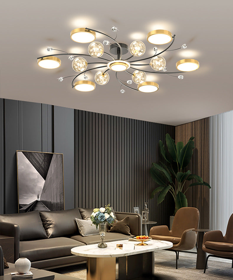 Black New Modern LED Flush Lighture Lighte Metal Starburst Techo Luz montada para sala de estar