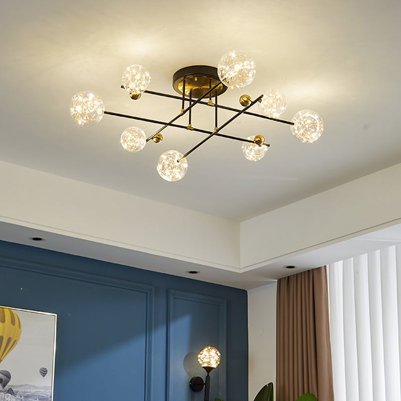 New Modern Clear Glass Flush Light Sputnik Semi Flush Ceiling Light Fixtures for Living Room