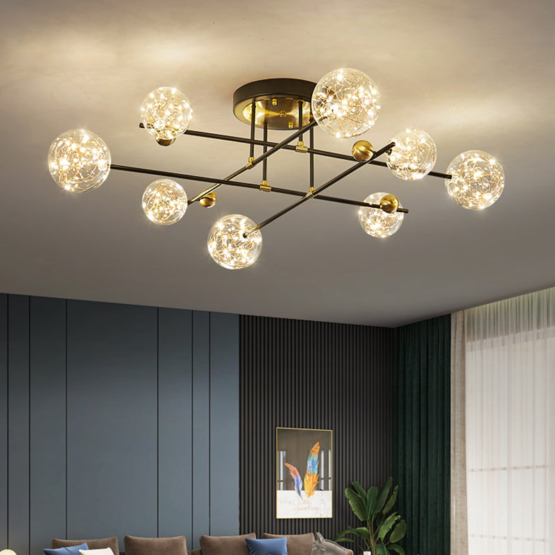 Neue moderne klare Glasspüus Licht Sputnik Semi Flush Deckenleuchten für Wohnzimmer