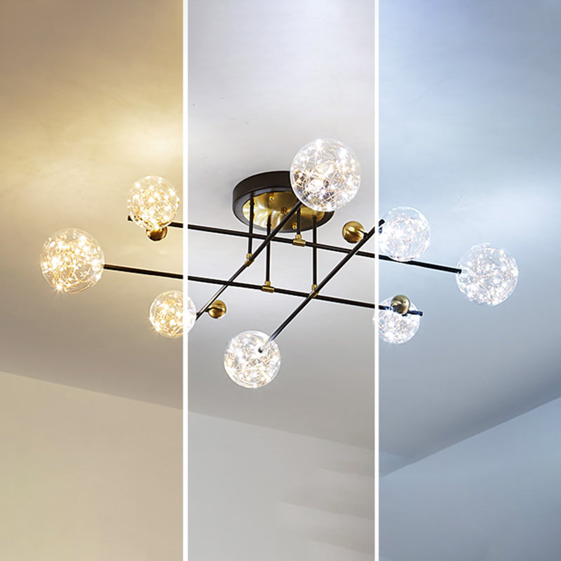 NIEUW MODERNE CLEAR GLASSPLOSS Licht Sputnik Semi Flush plafondlampwedstrijden voor woonkamer