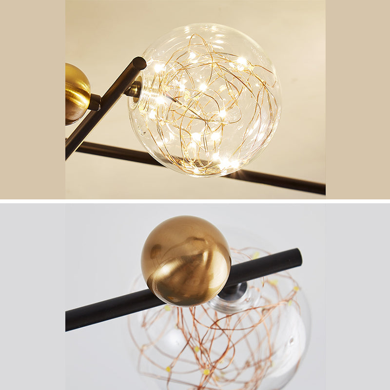 New Modern Clear Glass Flush Light Sputnik Semi Flush Ceiling Light Fixtures for Living Room