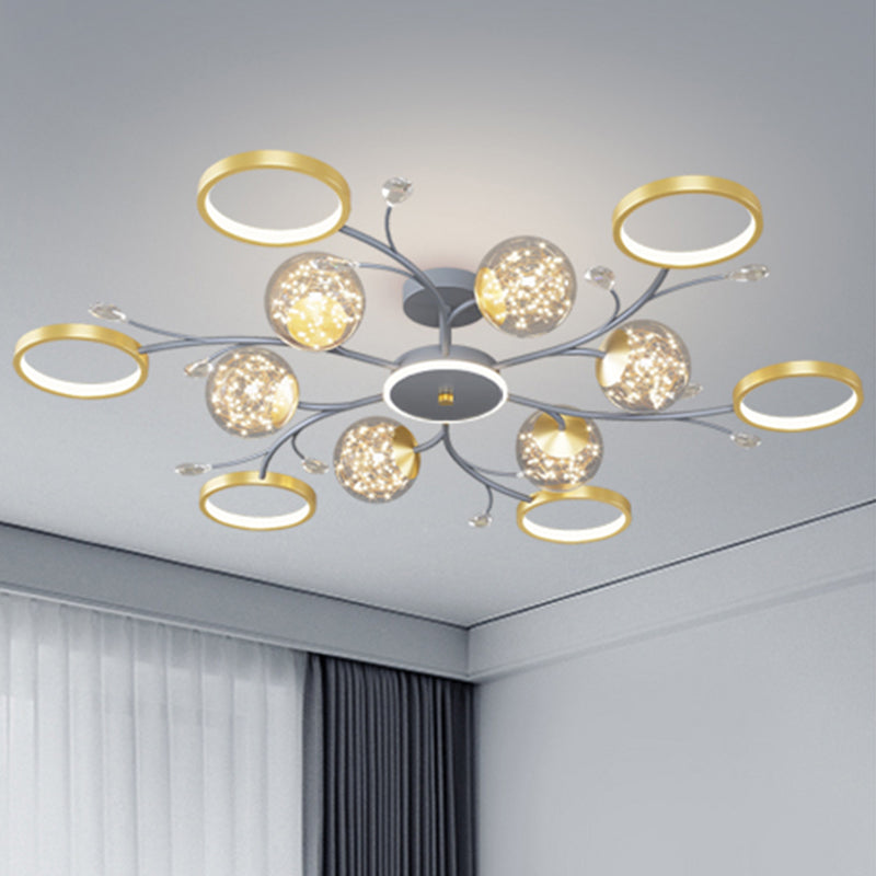 Grey New Modern LED Flush Light Fixture Metal Starburst Ceiling Mounted Light for Living Room