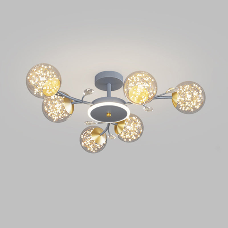 Grey New Modern LED Flush Light Fixture Metal Starburst Ceiling Mounted Light for Living Room