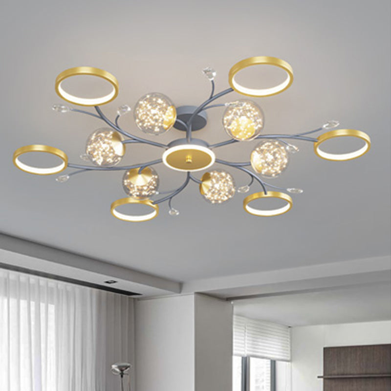 Grey New Modern LED Flush Light Fixture Metal Starburst Ceiling Mounted Light for Living Room