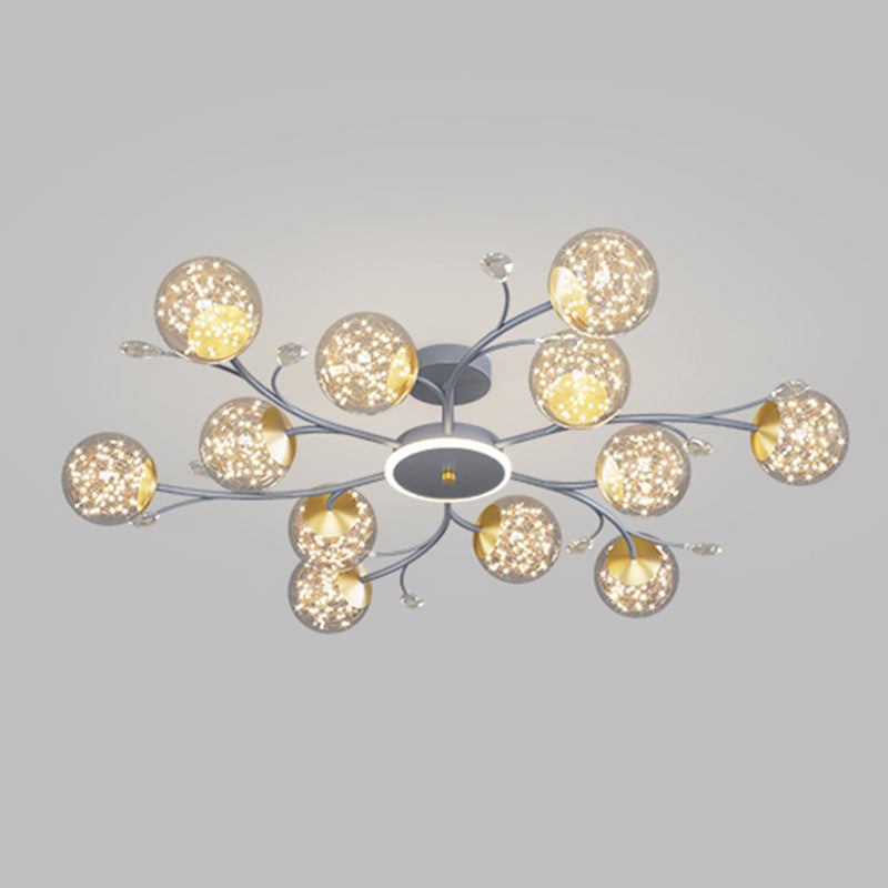 Grey New Modern LED Flush Light Fixture Metal Starburst Ceiling Mounted Light for Living Room