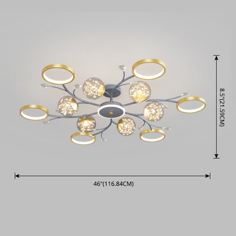 Grey New Modern LED Flush Light Fixture Metal Starburst Ceiling Mounted Light for Living Room