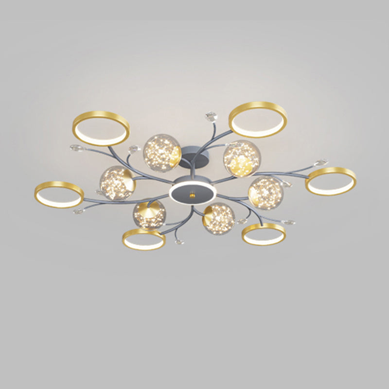 Grey New Modern LED Flush Light Fixture Metal Starburst Ceiling Mounted Light for Living Room