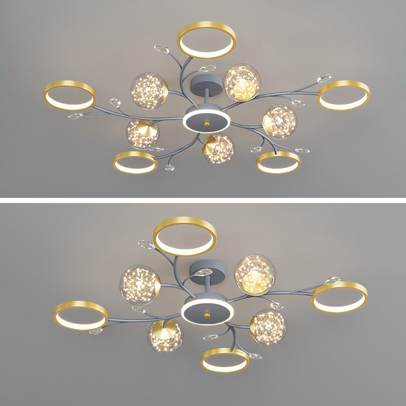 Graue neue moderne LED Flush Leuchte Metallstarburst Deckenleuchte für Wohnzimmer