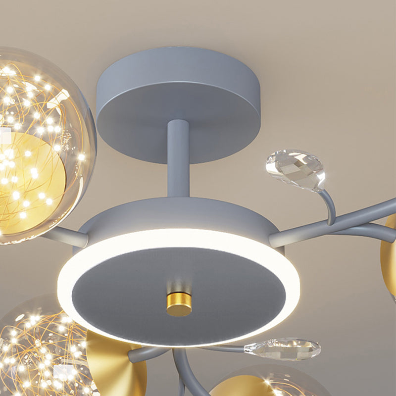 Graue neue moderne LED Flush Leuchte Metallstarburst Deckenleuchte für Wohnzimmer