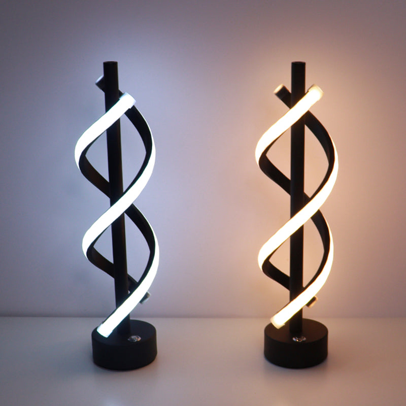 Simplicity Linear Table Lamp Metallic Restaurant Decorative LED Night Light in Black