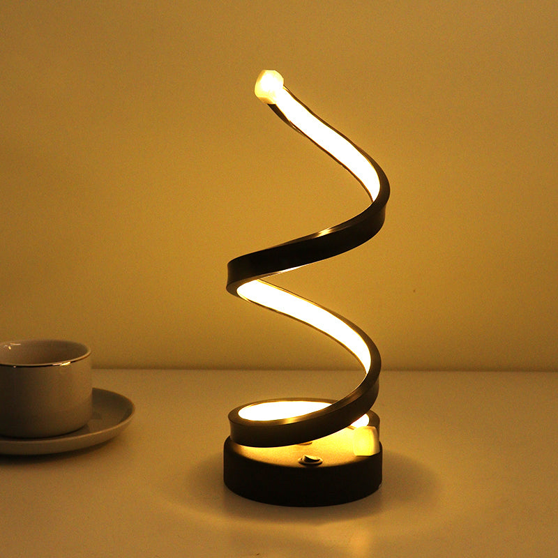 Simplicity Linear Table Lamp Metallic Restaurant Decorative LED Night Light in Black