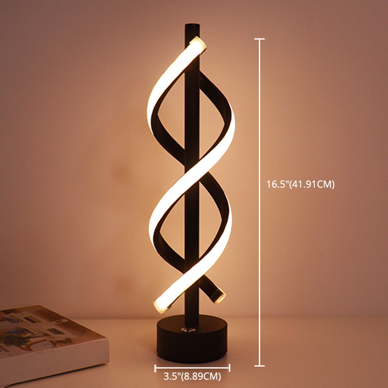 Simplicity Linear Table Lamp Metallic Restaurant Decorative LED Night Light in Black