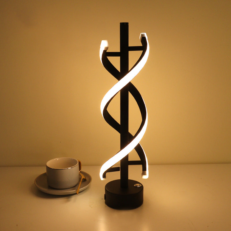 Simplicity Linear Table Lamp Metallic Restaurant Decorative LED Night Light in Black