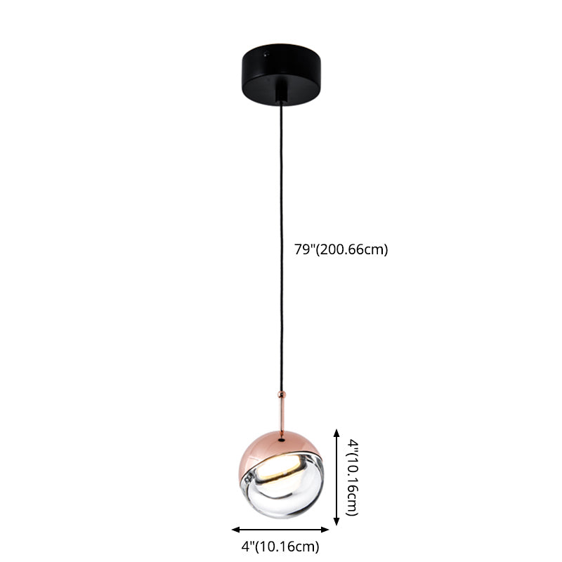 Luz de colgante contemporánea de vidrio transparente Luz de techo colgante de 1 luz para comedor