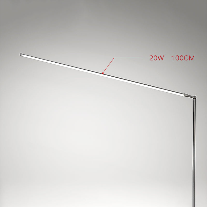 Line Shaped LED Floor Light Simplicity Aluminum Chrome Stand Up Lamp for Studio