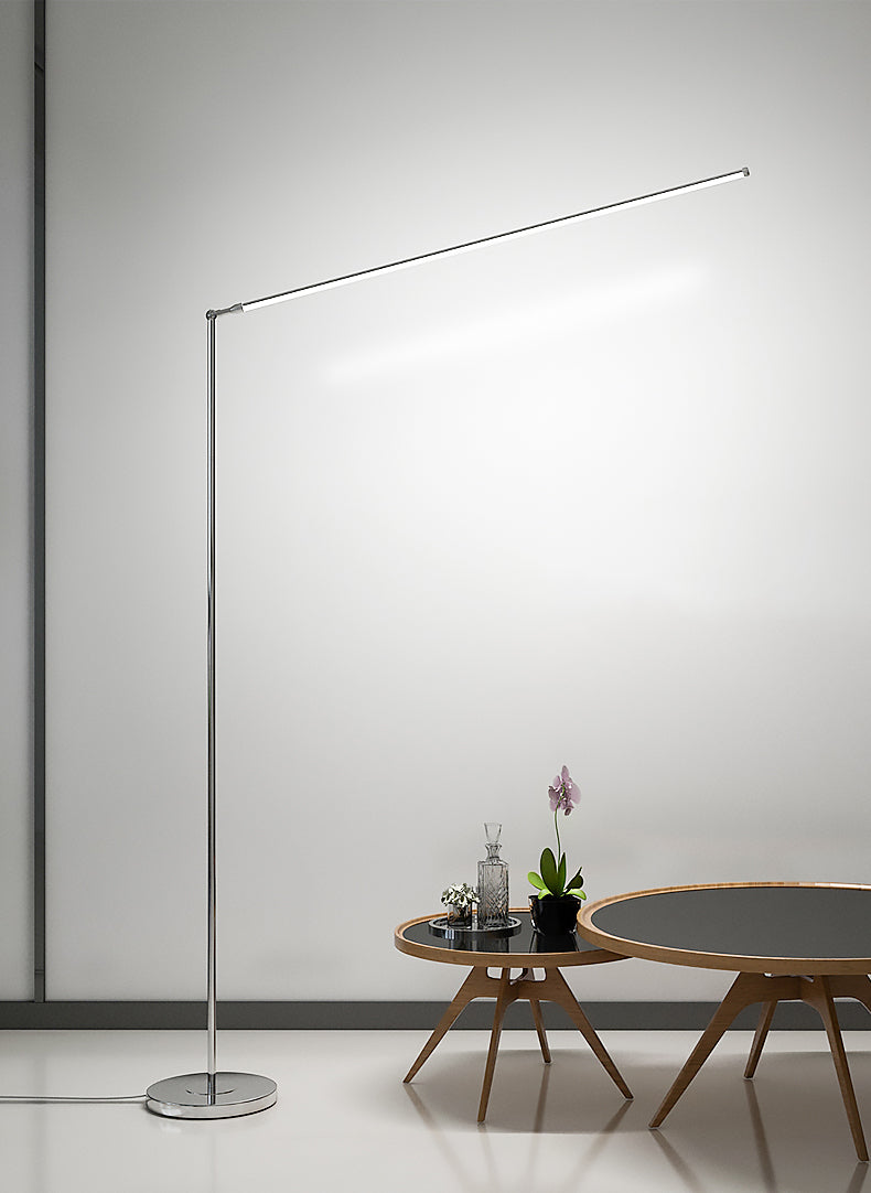 Line Shaped LED Floor Light Simplicity Aluminum Chrome Stand Up Lamp for Studio