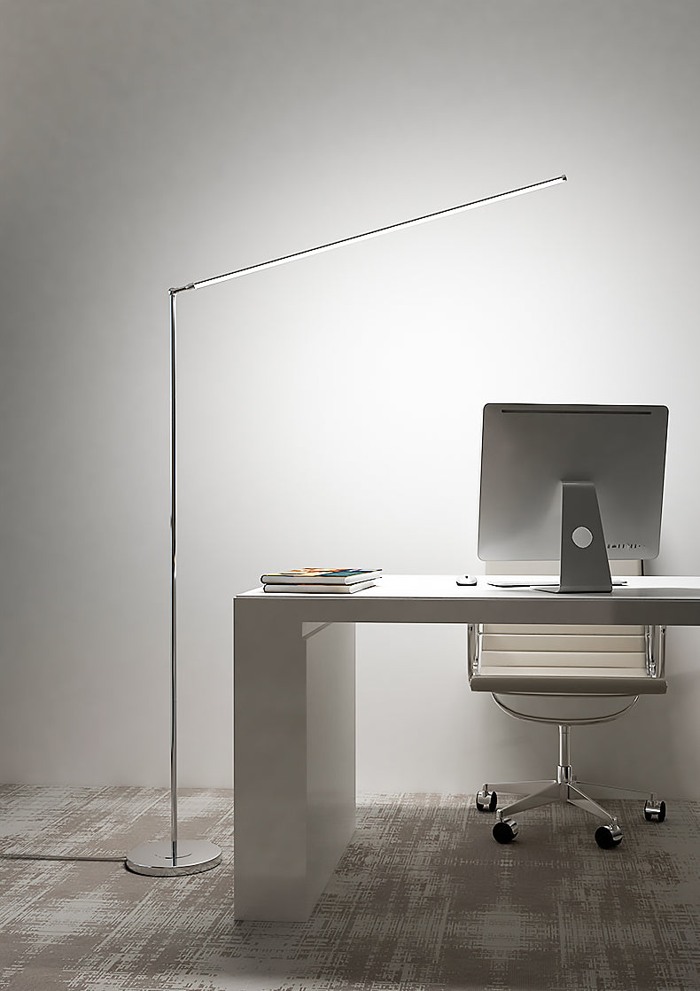 Line Shaped LED Floor Light Simplicity Aluminum Chrome Stand Up Lamp for Studio