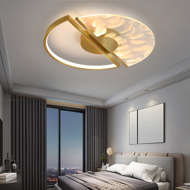 Lumo a filo a LED a 1 luce Nuova lampada a montaggio a soffitto arrotondato acrilico per camera da letto