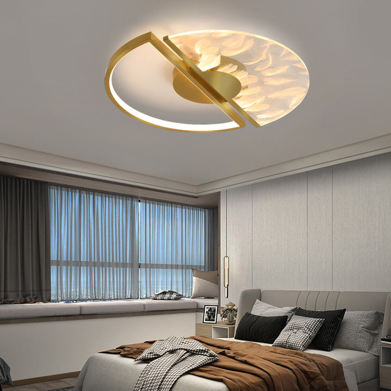 1-Light LED Flush Light New Modern Acrylic Rounded Ceiling Mount Lamp for Bedroom