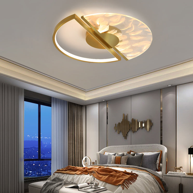 1-Light LED Flush Light New Modern Acrylic Rounded Ceiling Mount Lamp for Bedroom