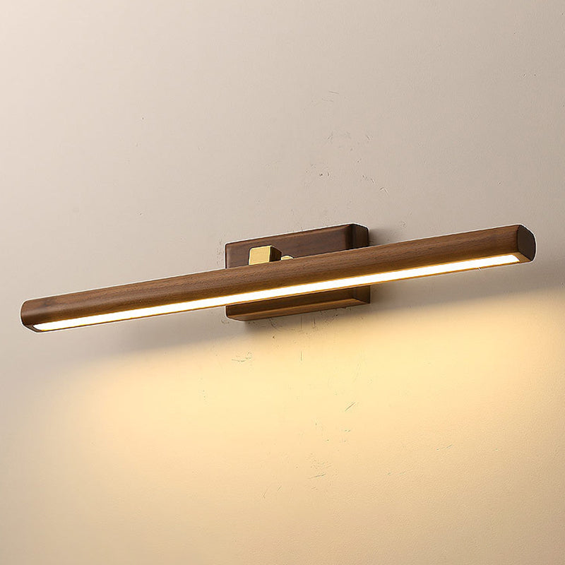 Luces de apliques de tocador lineal moderno de madera de 1 luz de pared de pared para baño