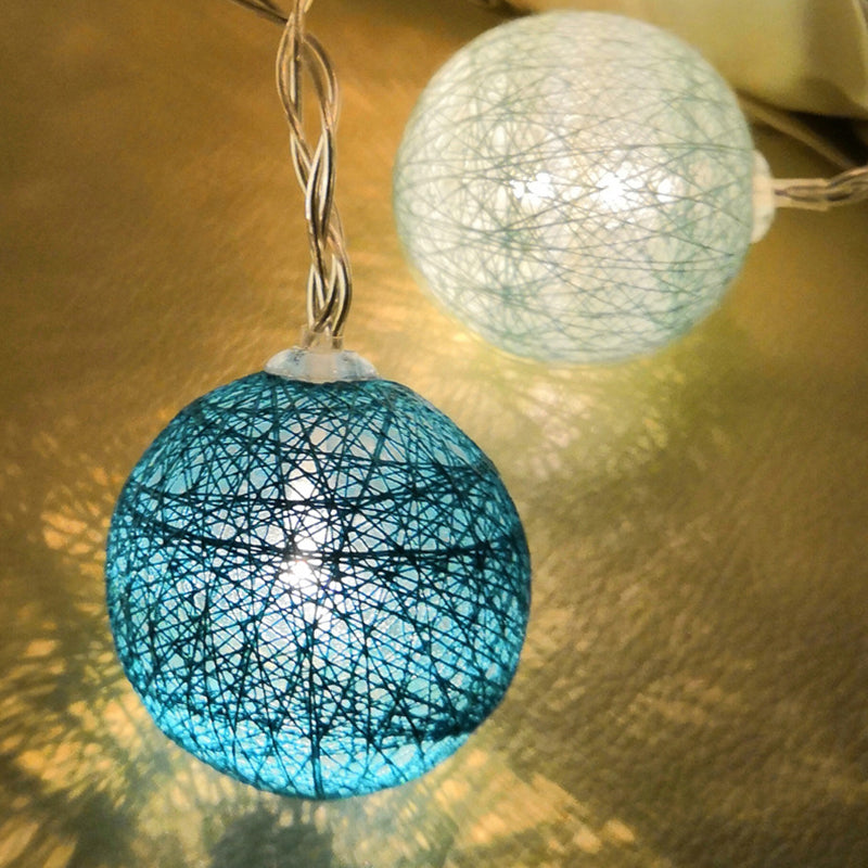 Cotton Rope Wrapped Ball String Lamp Trendy Nordic Style Battery LED Festive Light