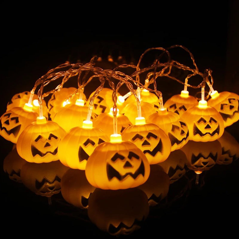 Plastic Pumpkin Halloween Light Classic Decorative Orange LED String Light for Outdoor