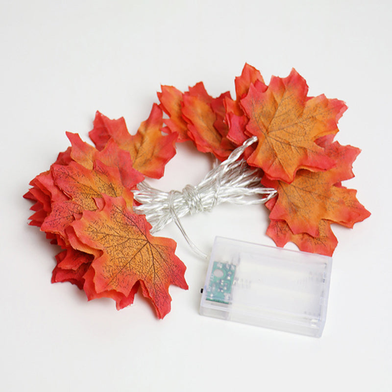 Orange Maple Leaves LED String Art Decor Plastic Battery Operated Festive Light