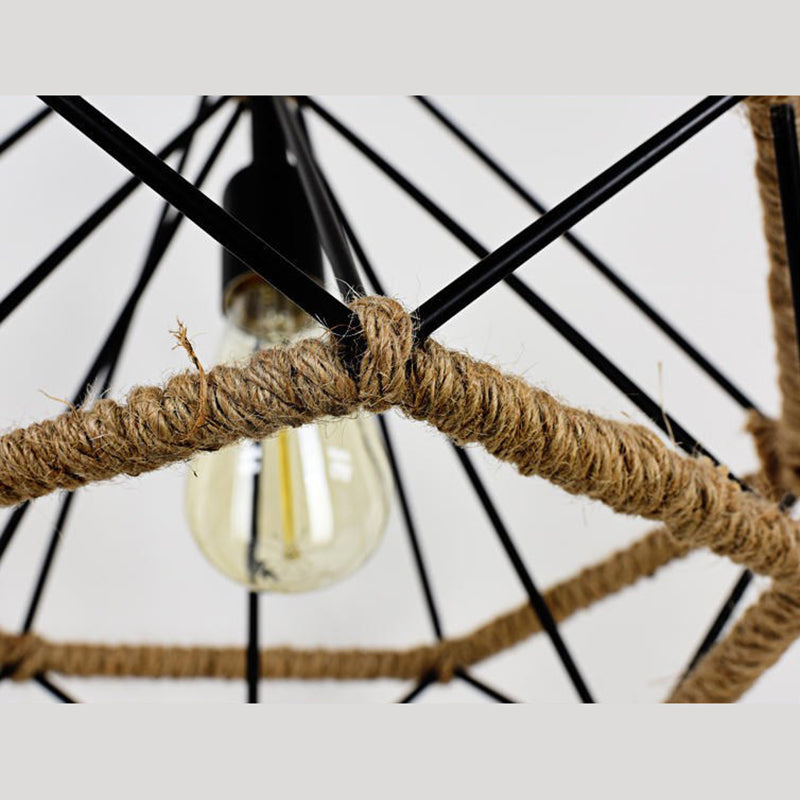 Black Diamond Cage Pendant Light Fixture Industrial Restaurant Hanging Pendant Light