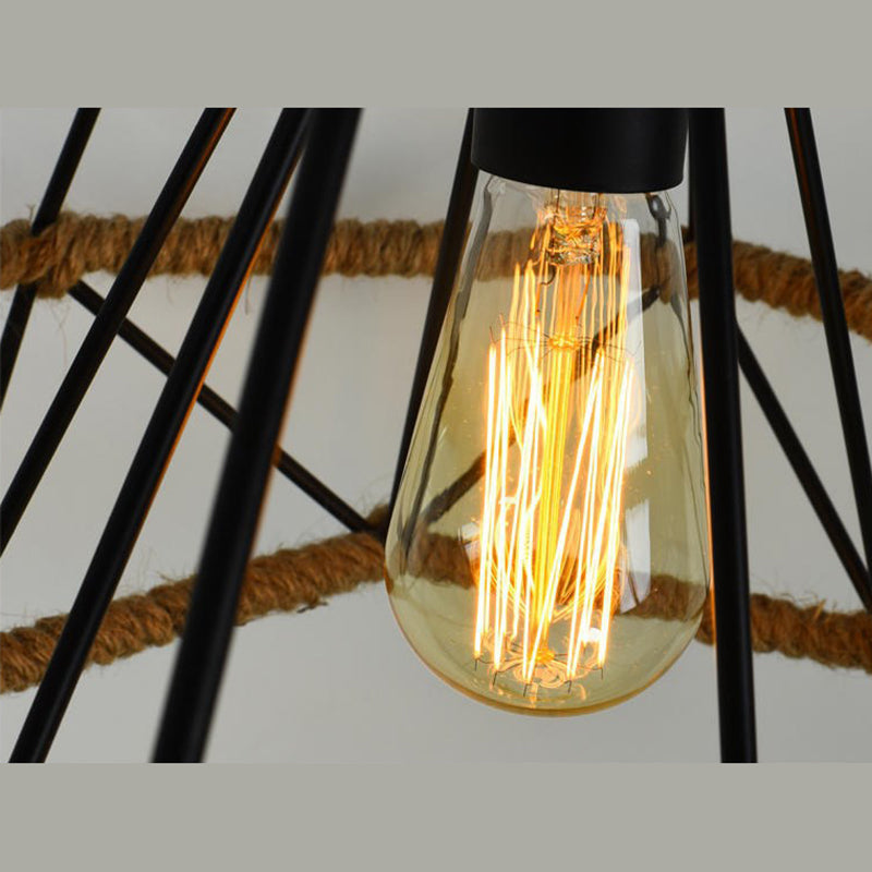 Black Diamond Cage Pendant Light Fixture Industrial Restaurant Hanging Pendant Light