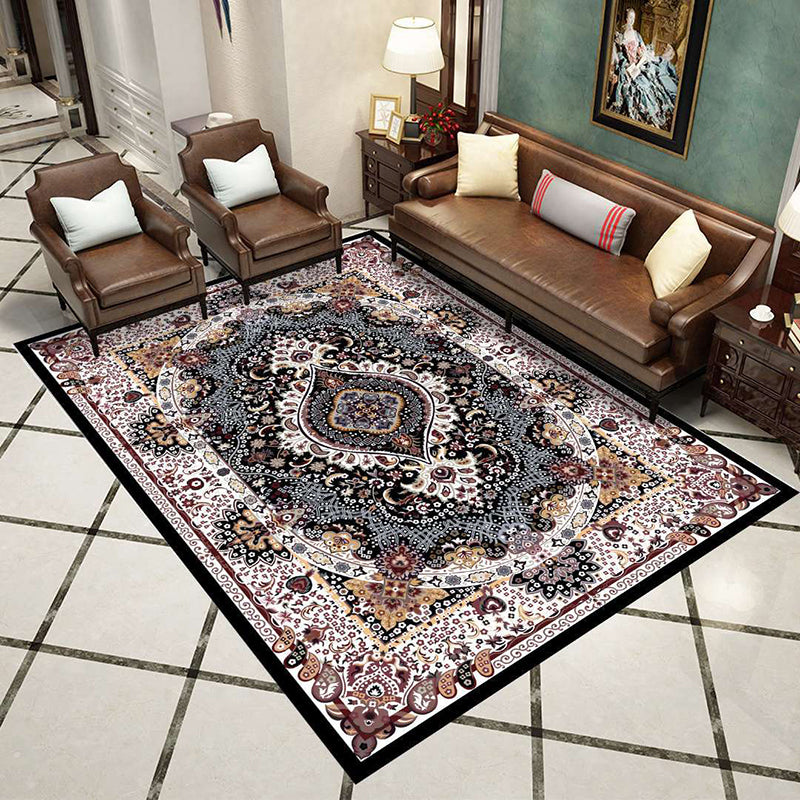 Creative Exotic Area Rug Nostalgia Flower Print Rug Non-Slip Backing Area Carpet for Home Decor