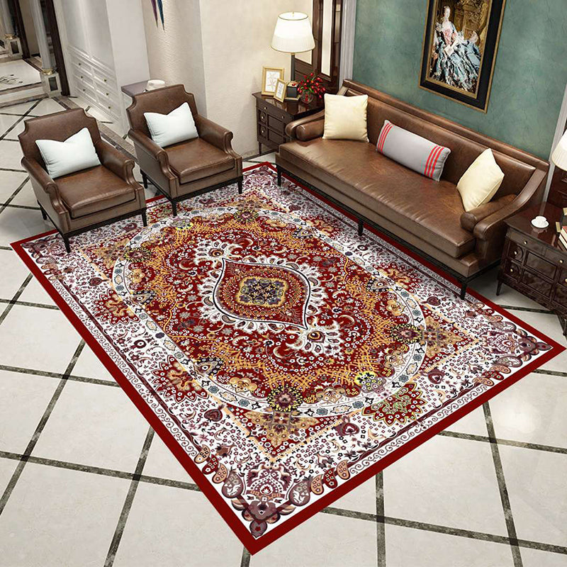 Creative Exotic Area Rug Nostalgia Flower Print Rug Non-Slip Backing Area Carpet for Home Decor