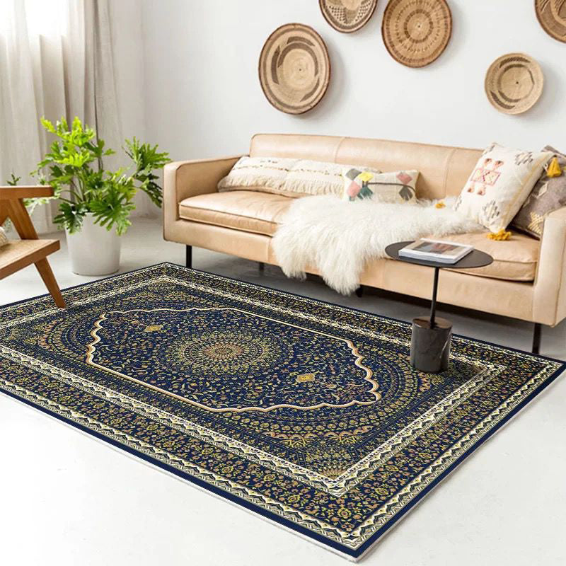 Distinctive Floral Print Rug Vintage Rectangle Rug Polyester Stain Resistant Carpet for Home Decor