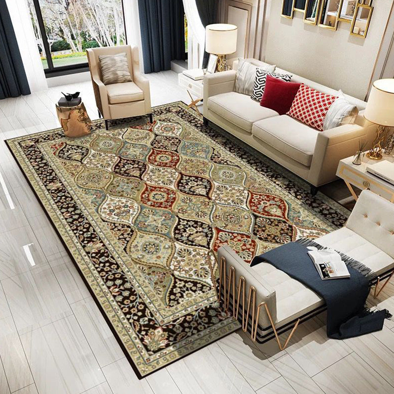 Distinctive Floral Print Rug Vintage Rectangle Rug Polyester Stain Resistant Carpet for Home Decor