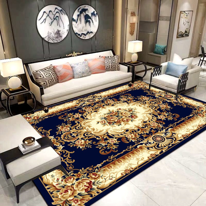 Luxurious Victoria Area Rug European Style Flower Print Rug Anti-Slip Backing Carpet for Home Decor