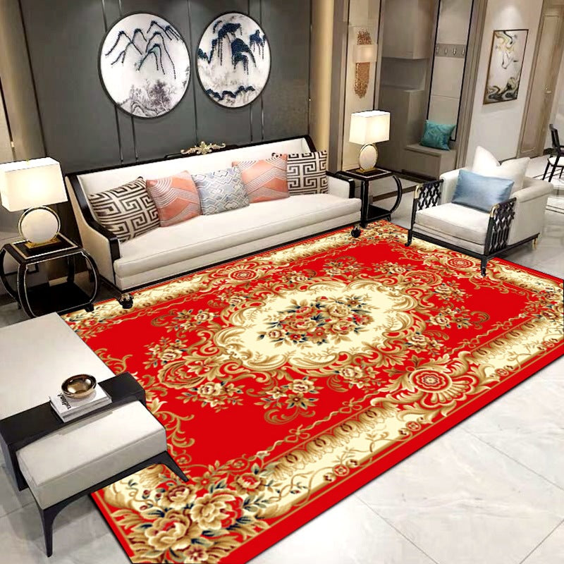 Luxurious Victoria Area Rug European Style Flower Print Rug Anti-Slip Backing Carpet for Home Decor