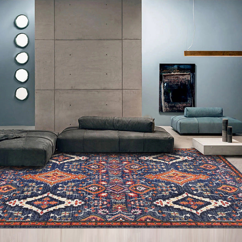 Traditioneller Medaillon -Muster Teppich Marokkaner Polyester Fläche Teppichfleckfeindelche Teppich für Wohnzimmer