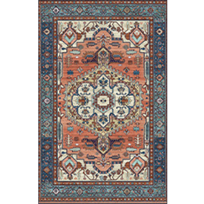 Alfombra de medallón tradicional alfombra de poliéster marroquí de poliéster alfombra resistente a manchas para sala de estar